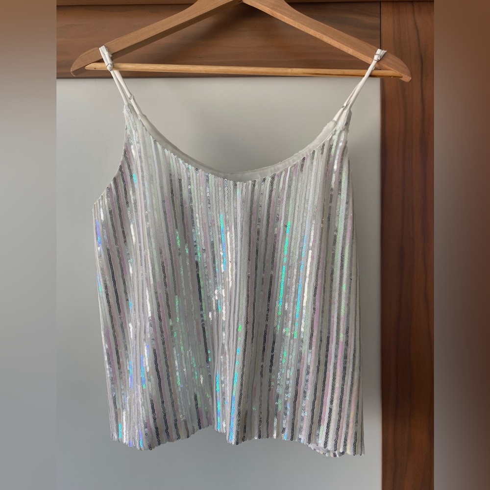 Casting LA Iridescent Sequin Top